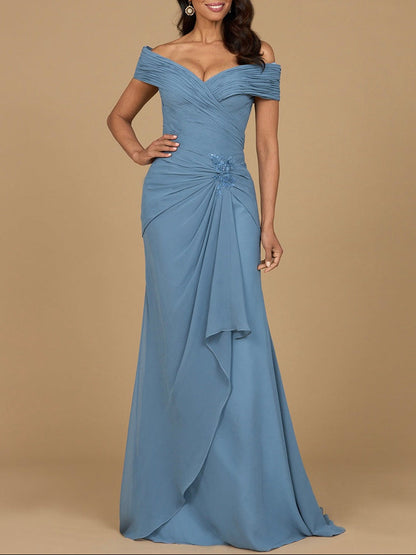 Off Shoulder Elegant Chiffon Gown