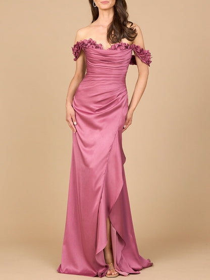 Off Shoulder Crepe Gown