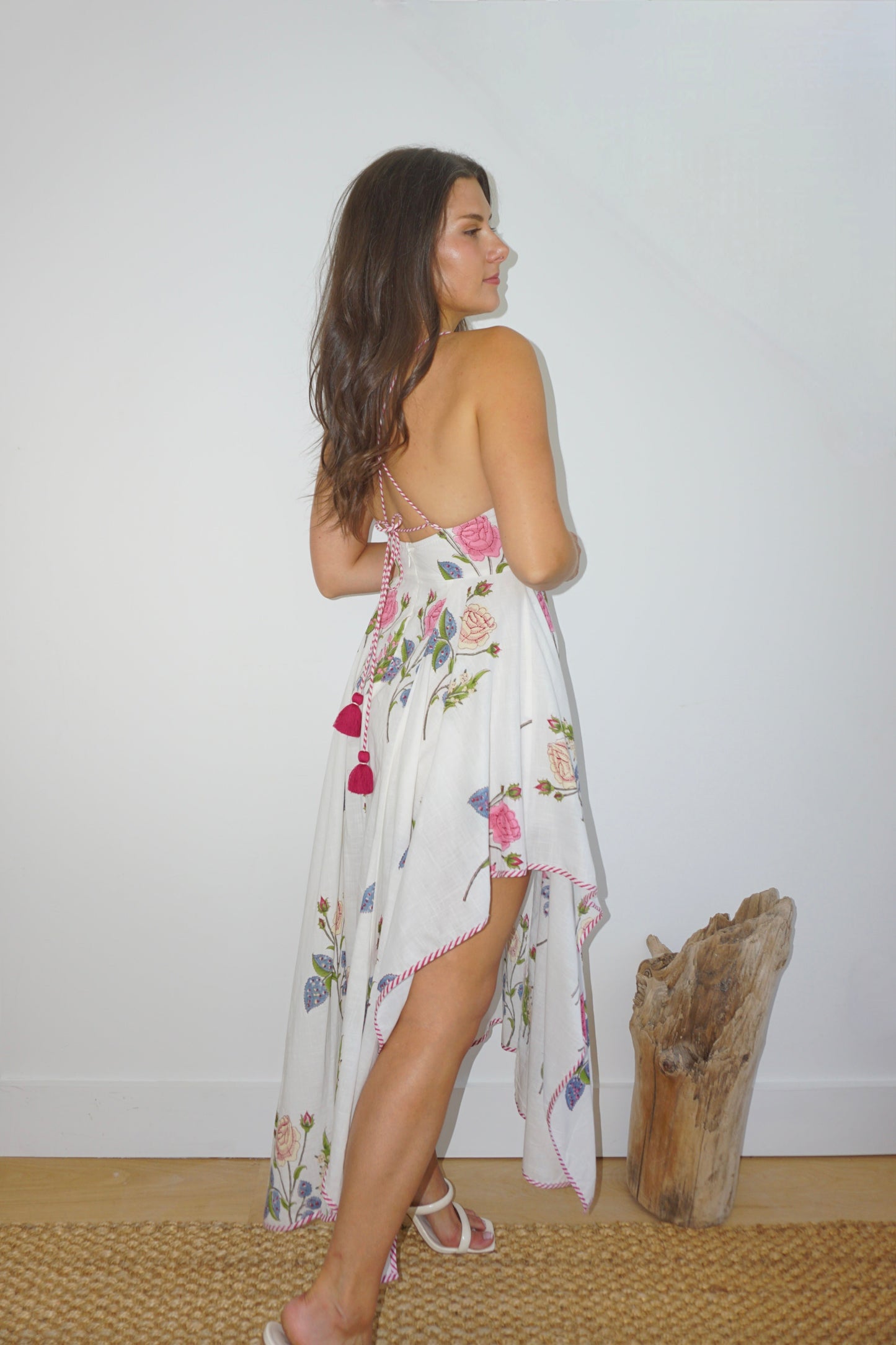 Cross Back Dress in Multi Rosette