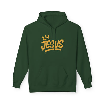 Jesus Crown Hoodie — Gold Script Inspirational Pullover