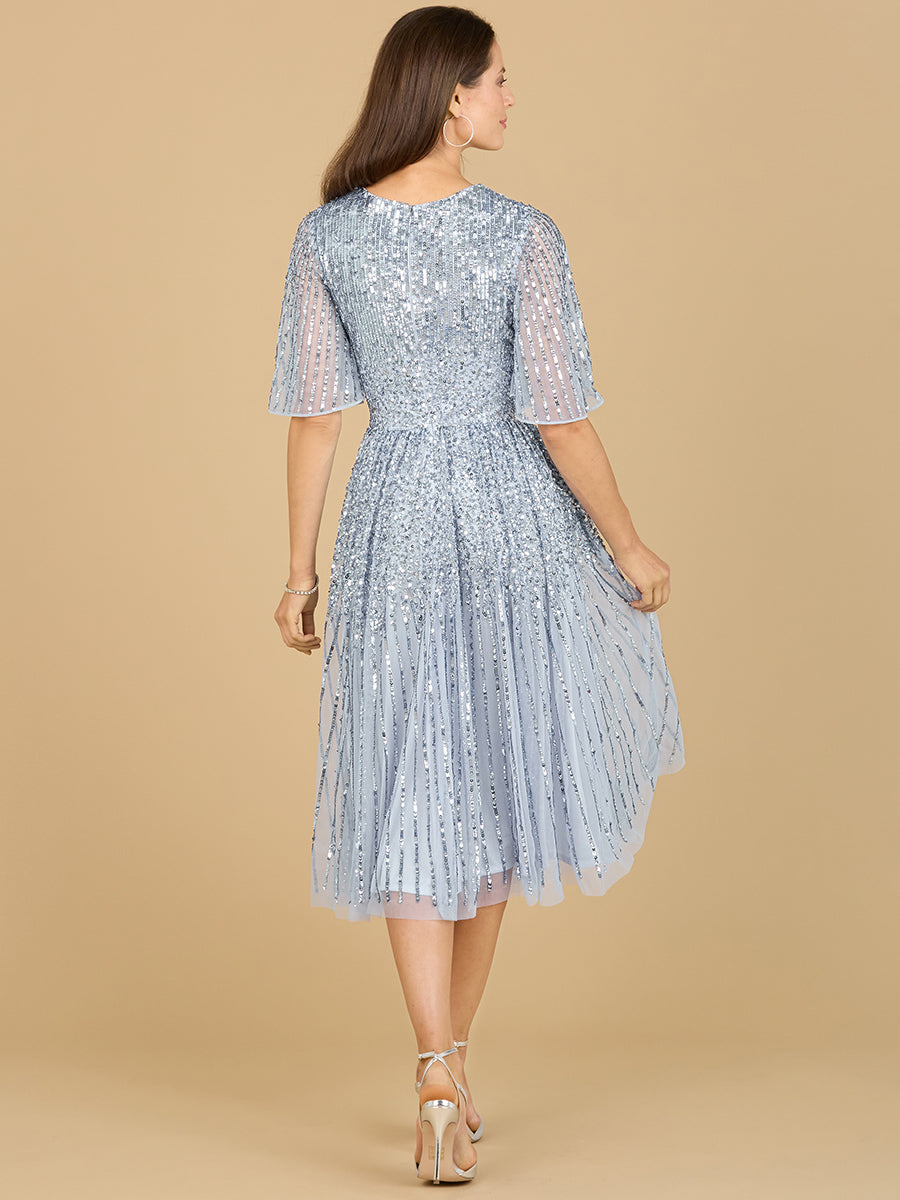 Flowing, Sequin Midi Dress with Short Sleeves | 29221