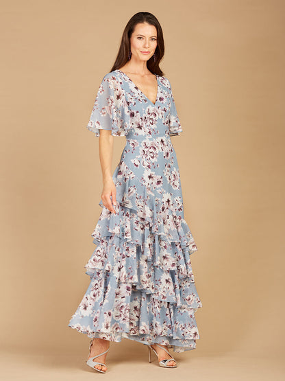 Cape Sleeve Print Dress- OUTLET