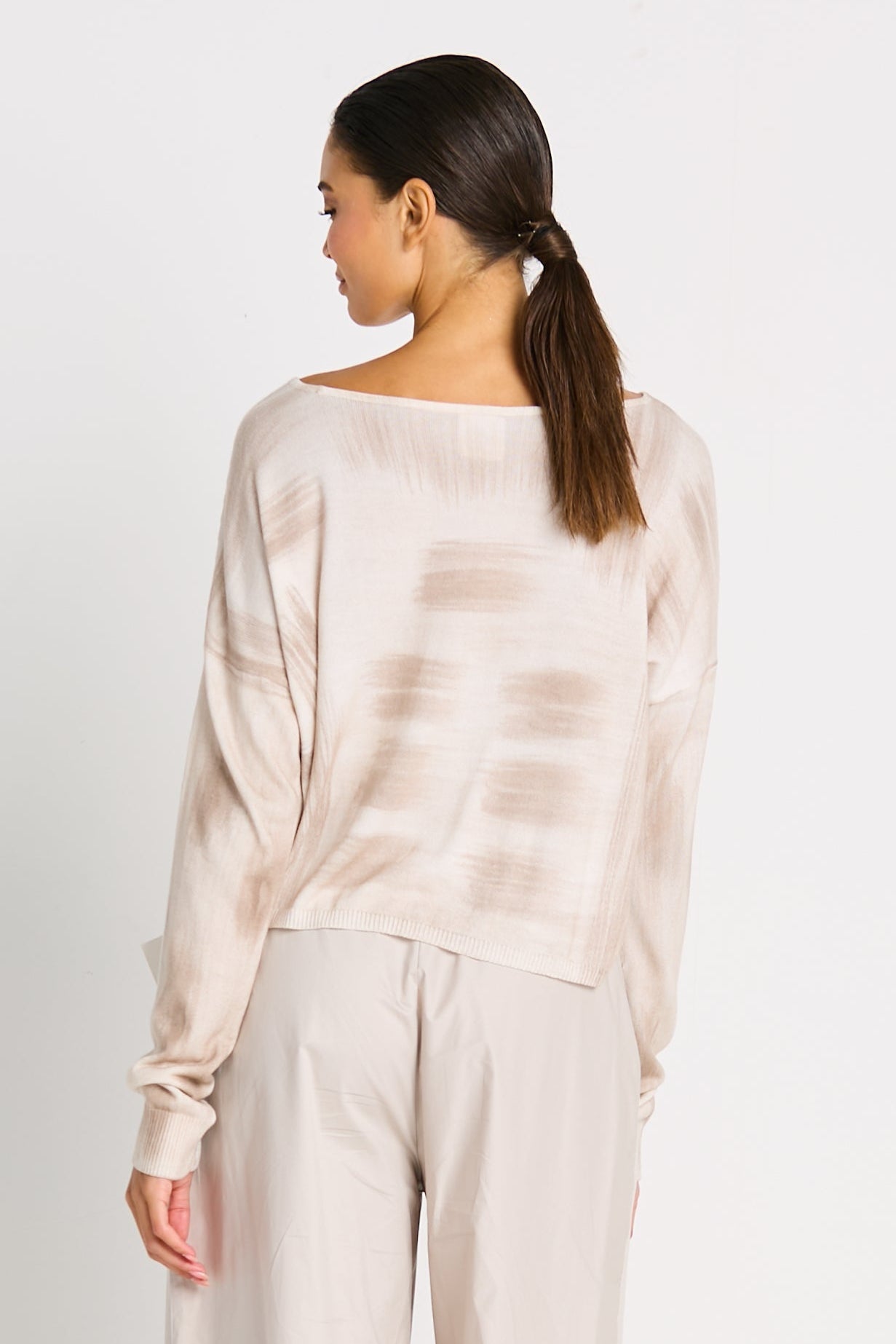 Pima Cotton Paintbrush Sweater - White/Putty