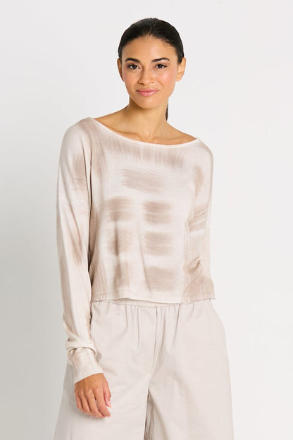 Pima Cotton Paintbrush Sweater - White/Putty