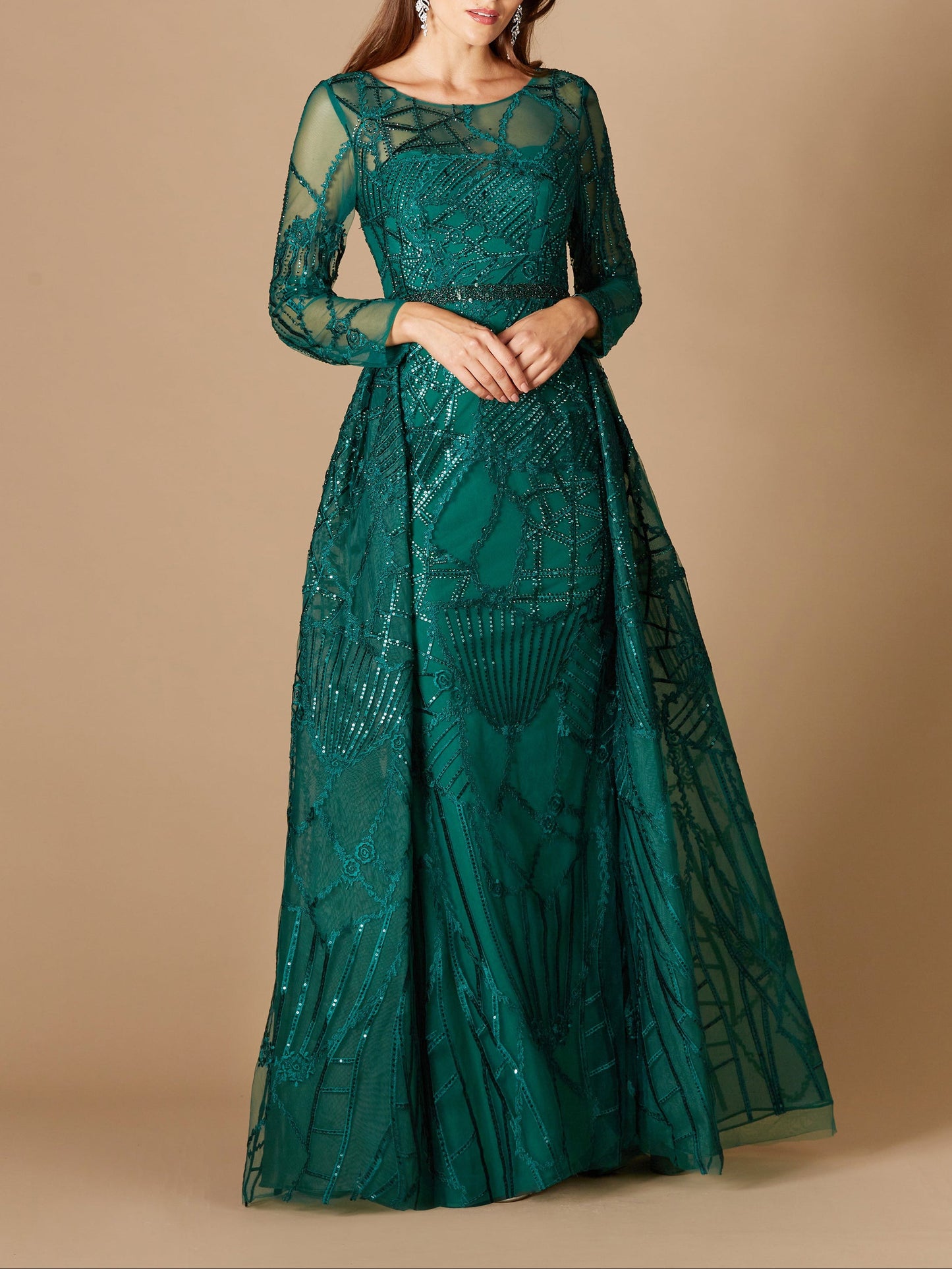 Lara 29633 - Gorgeous Overskirt Dress with Long Sleeves