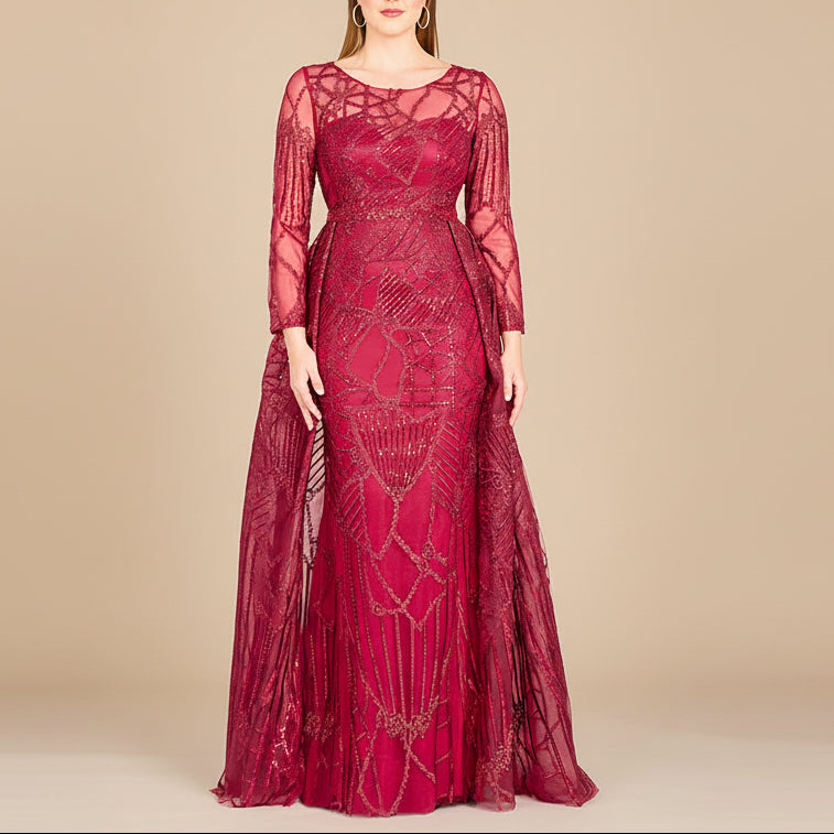 Lara 29633 - Gorgeous Overskirt Dress with Long Sleeves