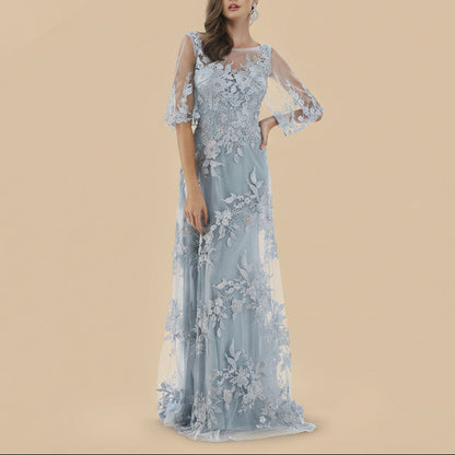 Cape Sleeves A-line Lace Gown