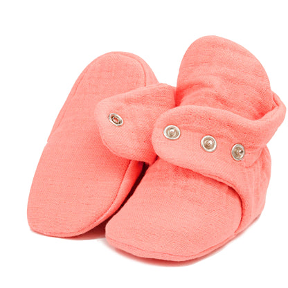 Muslin Stay On Baby Booties Dustyrose