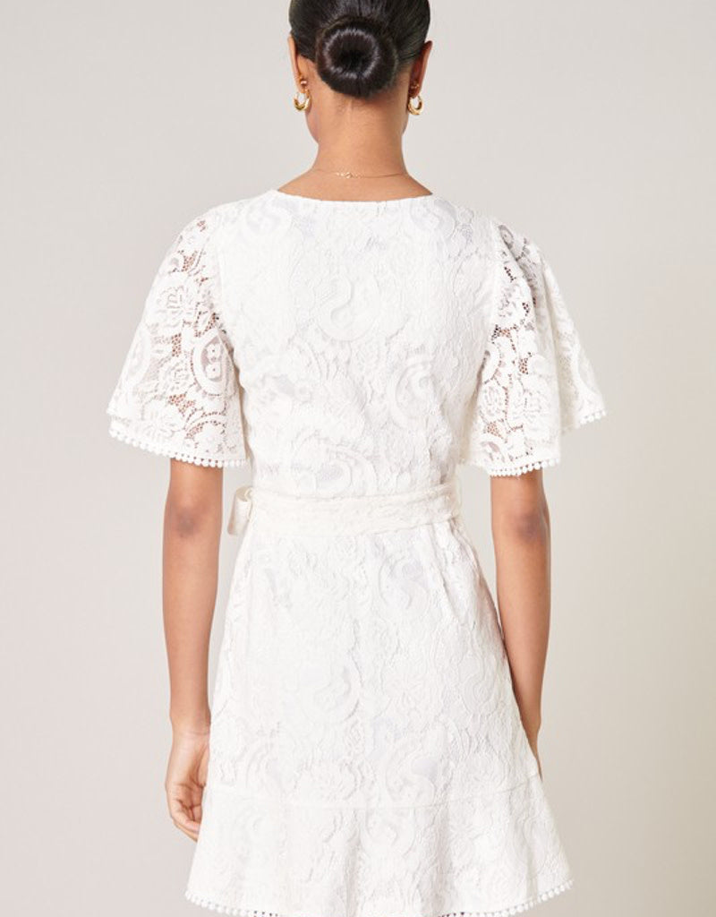 Le Lune Faux Wrap Lace Dress