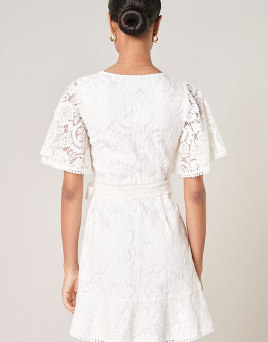 Le Lune Faux Wrap Lace Dress