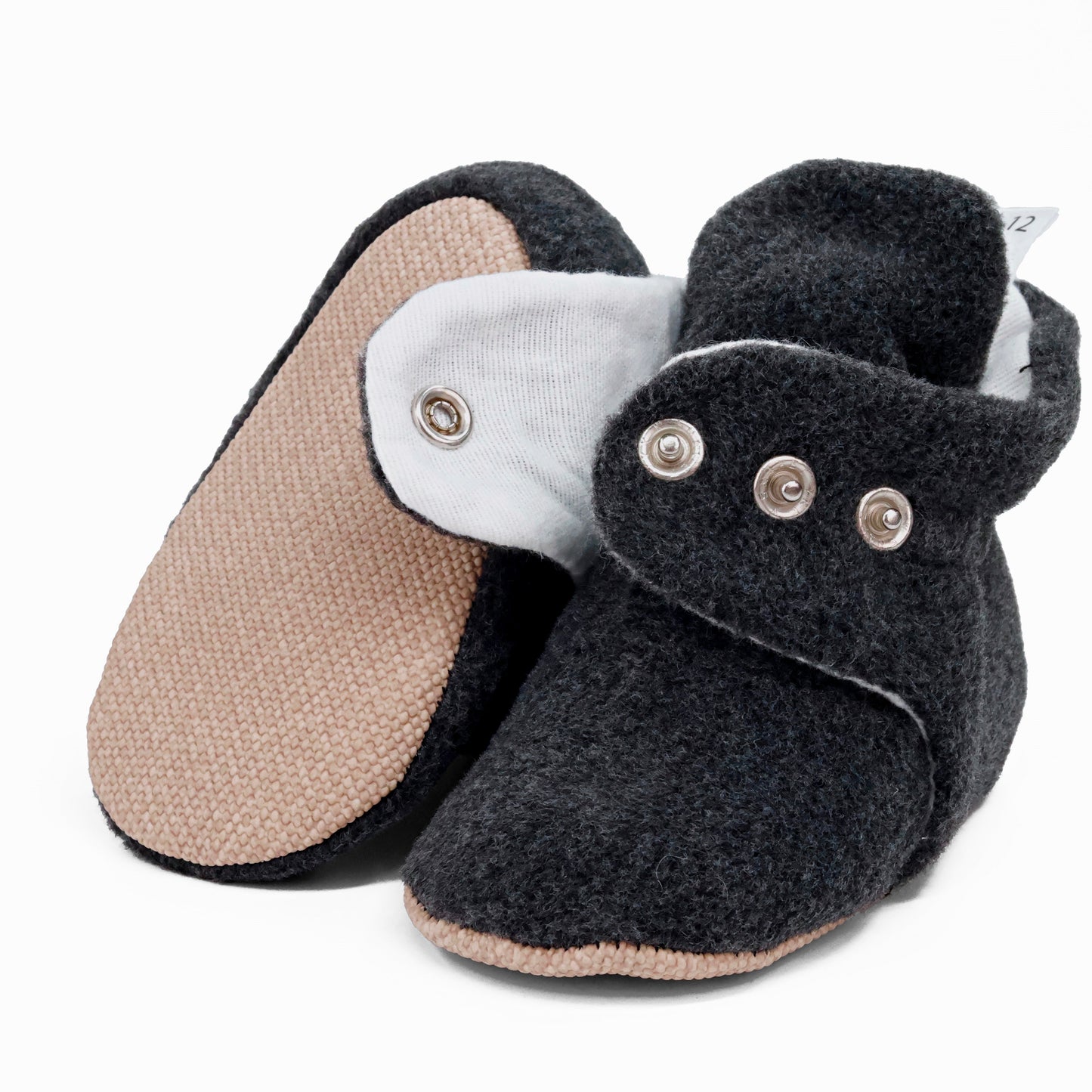 Organic Baby Booties, Newborn Booties Basic, Anthracite