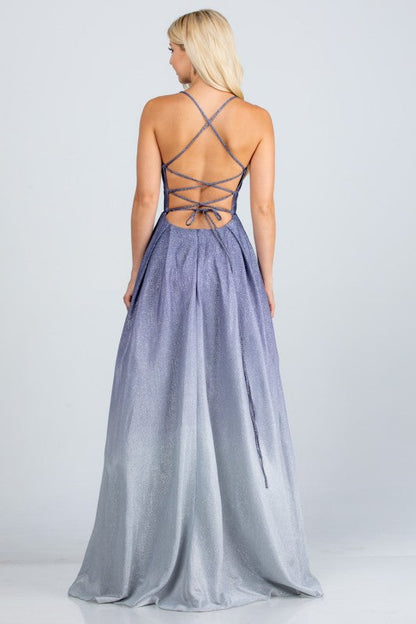 Back lace up ombré gown
