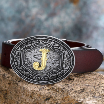 Tang Grass Pattern Letter A-Z Belt Buckle Head