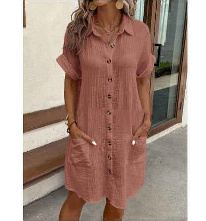 Women’s Ruffle Hem Shirt Dress – Loose Fit Summer Holiday Style