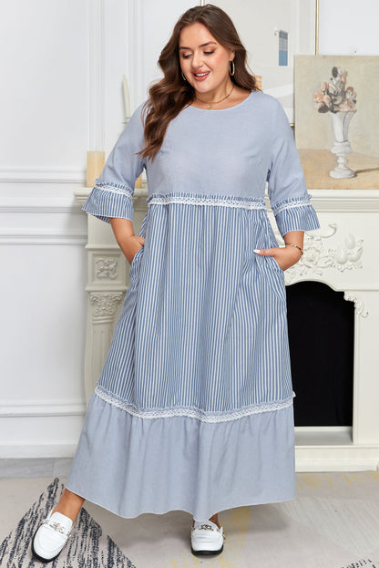 Amy Patchwork Shift Long PLUS Dress