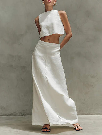 Summer Stylish Slimming Sleeveless Maxi Dress Elegant Two-Piece Set (see size chart under more details)
