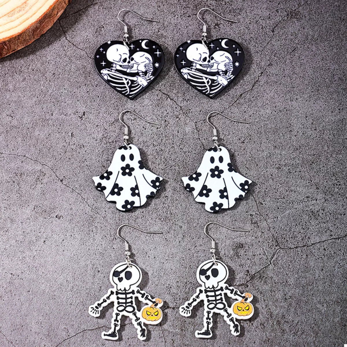 3 Pair Halloween Themed Acrylic Dangle Earrings