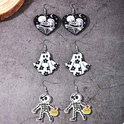 3 Pair Halloween Themed Acrylic Dangle Earrings