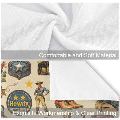 Baha Ranch Vintage Cowboy Set of 4 Kitchen Dish Towels Made in America