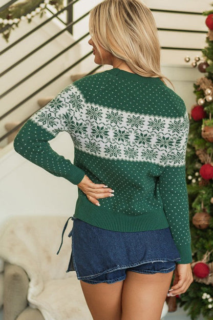 Christmas Snowflake Dotted Long Sleeve Sweater