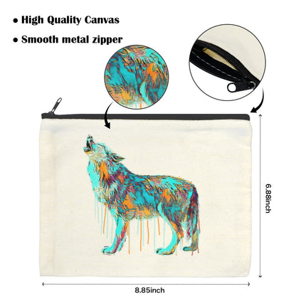 Baha Ranch Watercolor Wolf Cosmetic Bag Pack of 5 Made in America