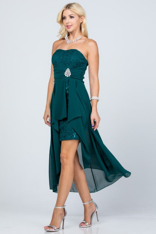 Open back lace and chiffon surplus dress