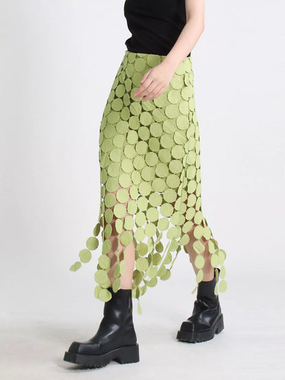 Fringe Midi Skirt See size chart under “more details”