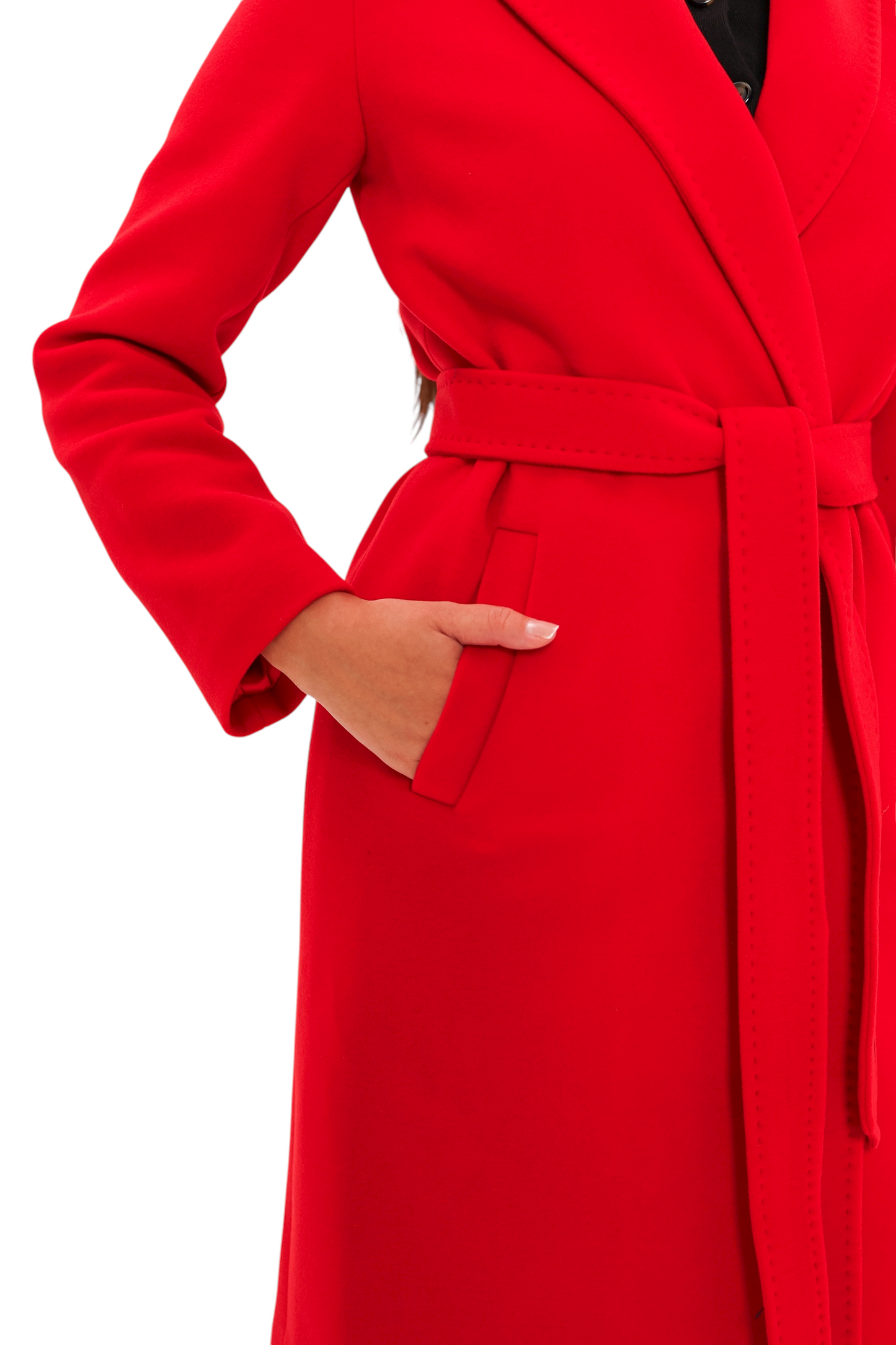 Windsor Classic Wraparound Cashmere Blend Overcoat in Red