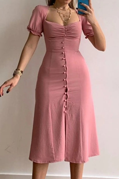 Sweetheart Neck Short Sleeve Dress
