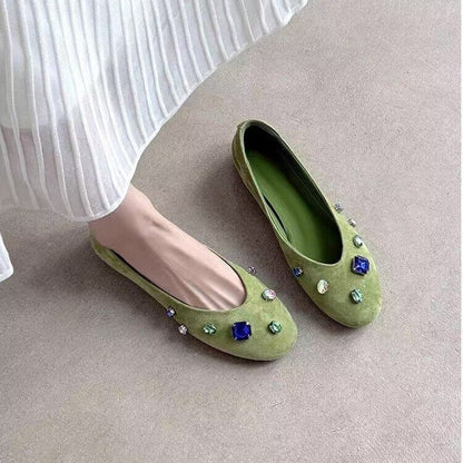 Women's French Rhinestone Gem Slip-On Loafers