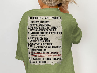 Scrappy Malone's Unofficial House Rules Tee - 100-Proof Bar Humor