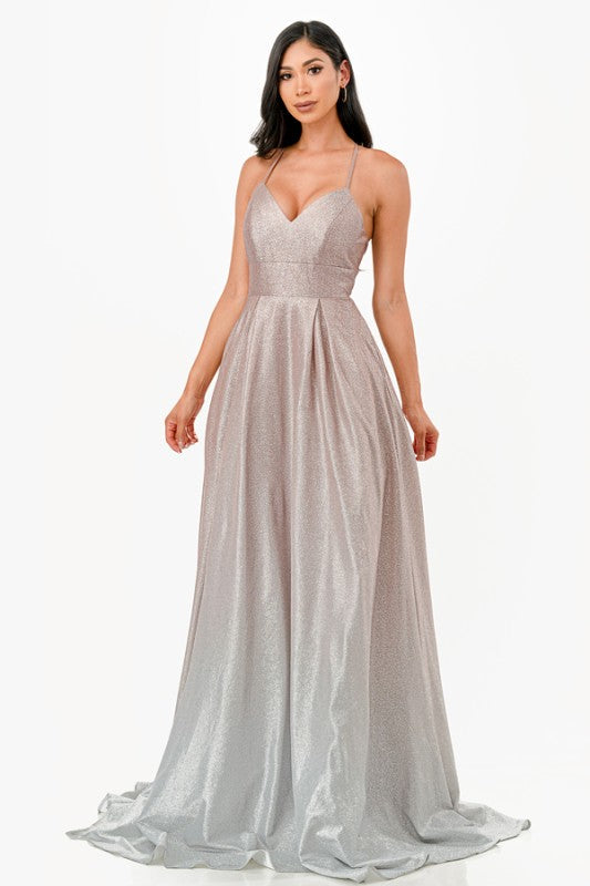 Back lace up ombré gown
