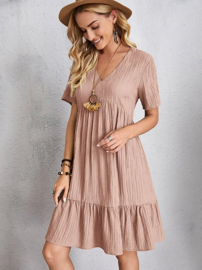 V-Neck Short Sleeve Dress