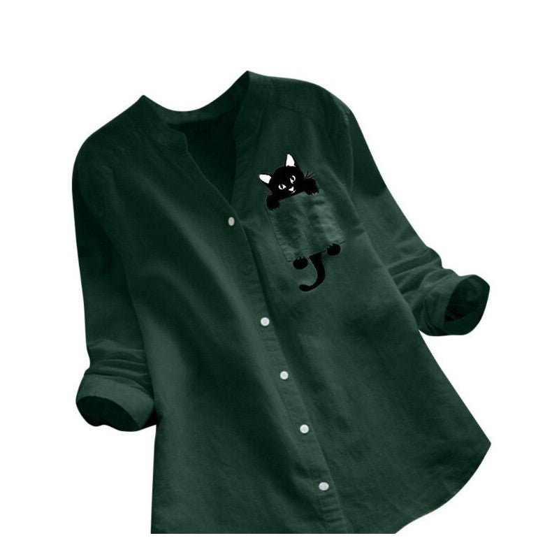 Oversized Printed Long Sleeve Casual Shirt