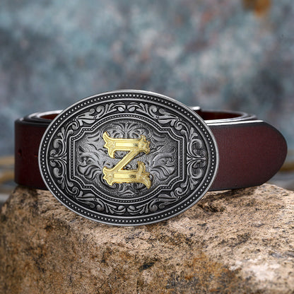 Tang Grass Pattern Letter A-Z Belt Buckle Head
