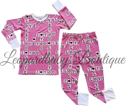 I love you Two Piece Bamboo Pj