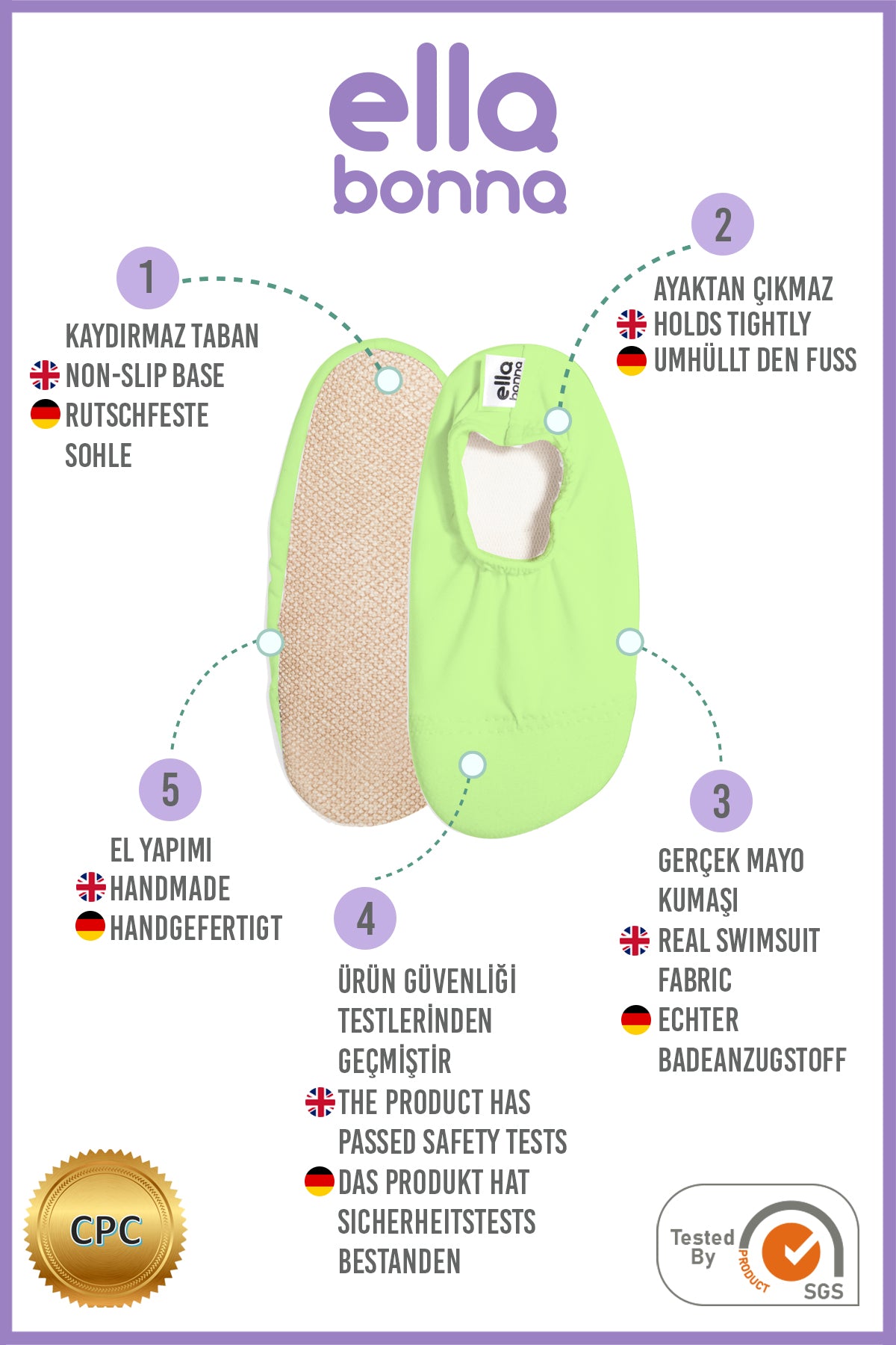 Non-Slip Sole, Unisex Baby, Children's Sea Shoes, Pool Booties, Light Green