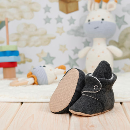 Organic Baby Booties, Newborn Booties Basic, Anthracite