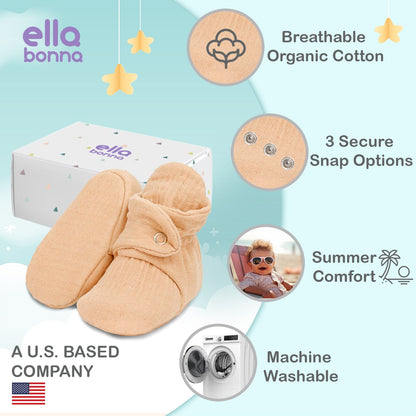 Muslin Stay On Baby Booties Dustyrose