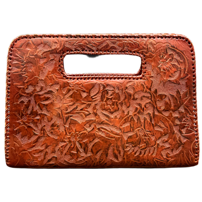 The Claire| Hand-Tooled Leather Statement Clutch
