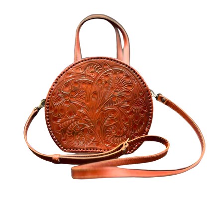 The Dixie| Hand-Tooled Leather Canteen Handbag