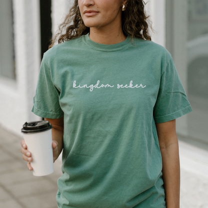 Kingdom Seeker Embroidered Christian Comfort Colors Tee