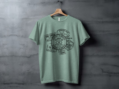 Rugged Wanderlust Passport Stamp Graphic Wilderness Shirt