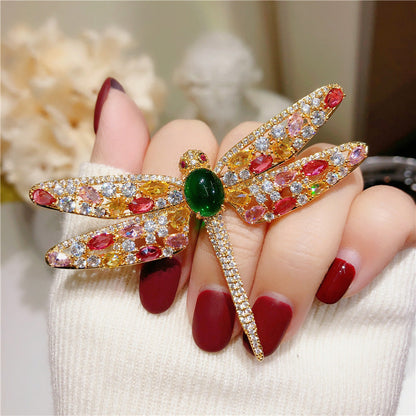 French Colorful Zircon Dragonfly Brooch Sweater Accessories
