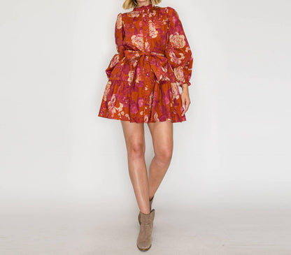 Rustic Rose Print Mini Dress