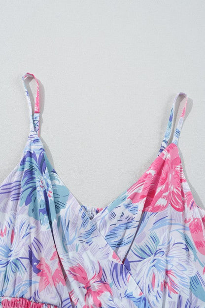 Floral Spaghetti Strap Surplice Neck Dress