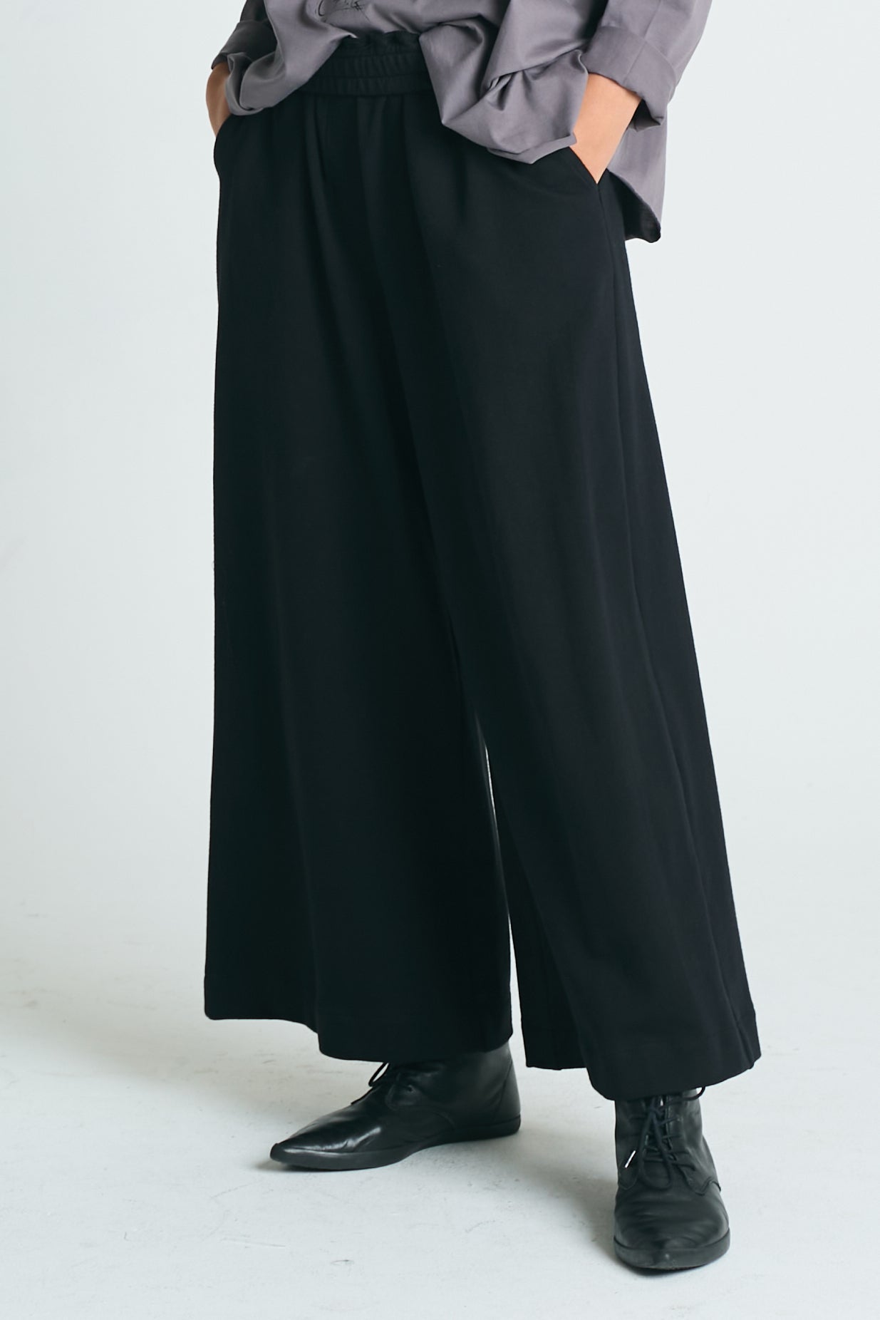 French Terry Flooded Pants - Black