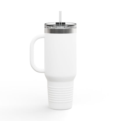 40oz Insulated Travel Mug — 'I'm Fine, This Is Fine' Holiday Skeleton Design