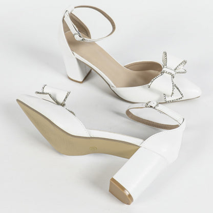 Women's Pointed-Toe Chunky Heel Pumps – Hollow Buckle High Heels