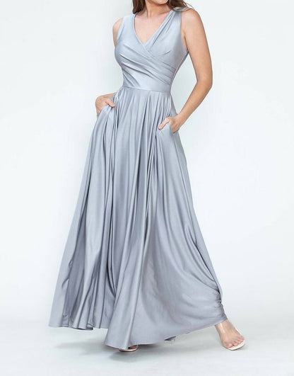 Formal Pleated Long Evening Dress